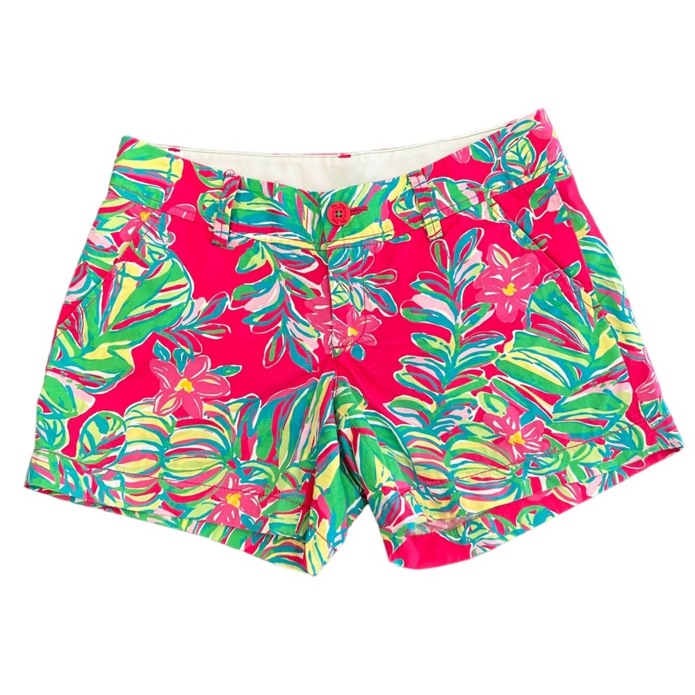 Lilly Pulitzer The Callahan Womens Multicolor Floral Chino Shorts Size 4 EUC!